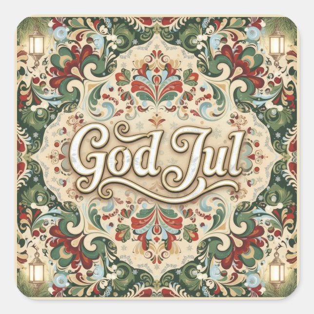 God Jul Norwegian Norway Christmas Stickers (Vorderseite)