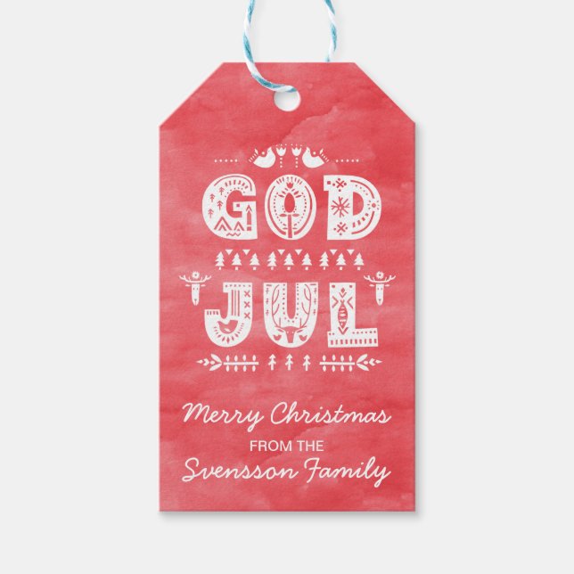 God Jul Swedish Christmas Traditional Geschenkanhänger (Vorderseite)