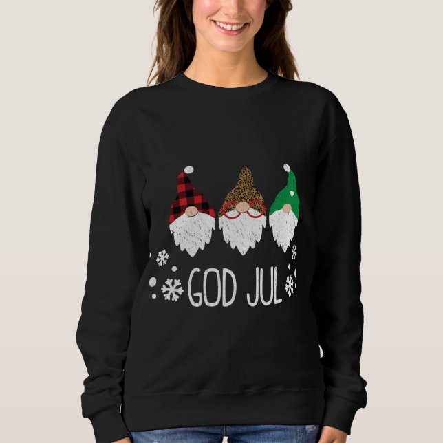 God Jul Swedish Frohe Christmas Norwegischer Niedl Sweatshirt (Vorderseite)