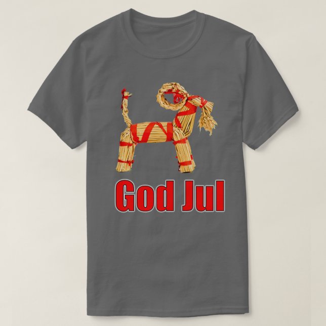 God Jul Swedish Straw Goat Merry Christmas Scandin T-Shirt (Design vorne)