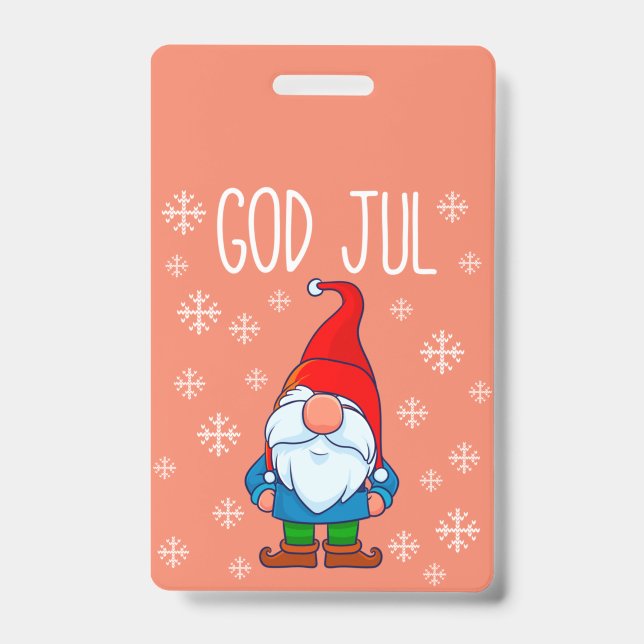 God Jul, Swedish Tomte Gnome, skandinavisches Merr Ausweis (Vorderseite)