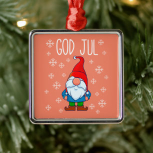 God Jul, Swedish Tomte Gnome, skandinavisches Merr Ornament Aus Metall