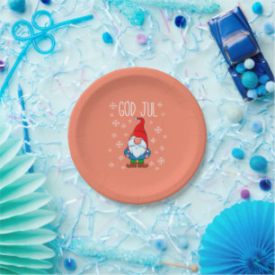 God Jul, Swedish Tomte Gnome, skandinavisches Merr Pappteller