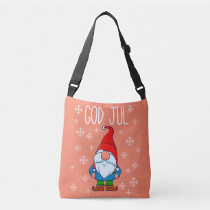 God Jul, Swedish Tomte Gnome, skandinavisches Merr Tragetaschen Mit Langen Trägern