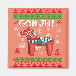 God Jul Ugly Christmas Long Sleeve Scandinavian Da Magnet