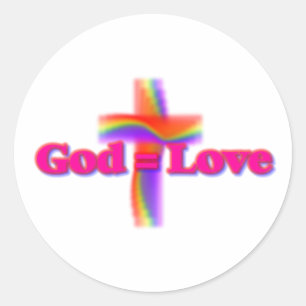 God=Love Regenbogen-Aufkleber Runder Aufkleber