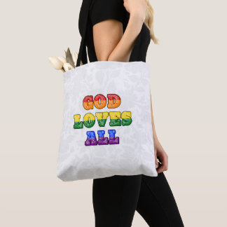 "God Loves All" Gay/LGBTQIA+/Queer Christian Pride Tasche