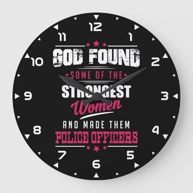 God Made Police Officers Hilarious Profession Dsgn Große Wanduhr (Vorderseite)