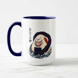 God of Onigiri Oni Samurai Japanese Rice Ball Wave Tasse