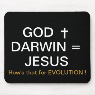 GOD PLUS DARWIN = JESUS MOUSEPAD