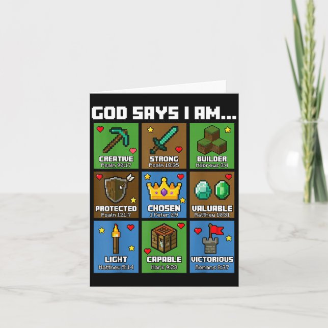 God Says I Am Bible Verses Xel Art Christian Gamer Karte (Vorderseite)