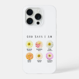 God Says I Am Floral Affirmation Bible Verse iPhone 15 Pro Hülle