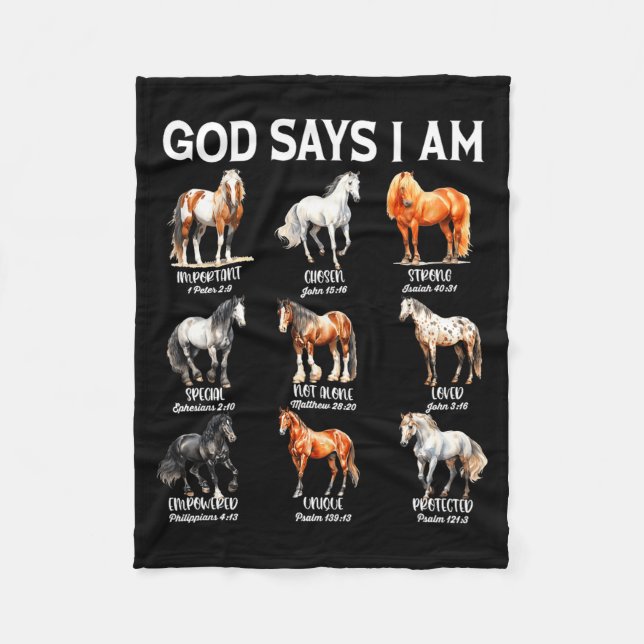 God Says I Am Horse Christian Girl Teen Boy Bible  Fleecedecke (Vorderseite)