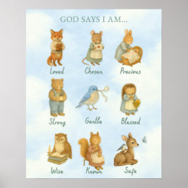 God Says I Am – Scripture Declaration Nursery Wal Poster