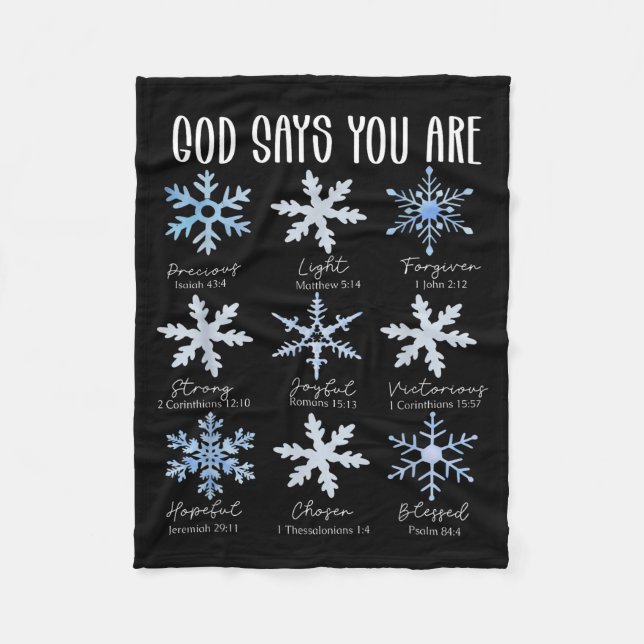 God Says You Are Christian Snowflake Christmas Bib Fleecedecke (Vorderseite)