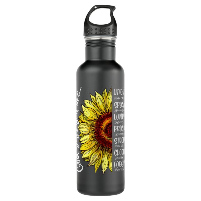 God Says You Are Sunflower Christian Bible Verses  Edelstahlflasche (Vorderseite)