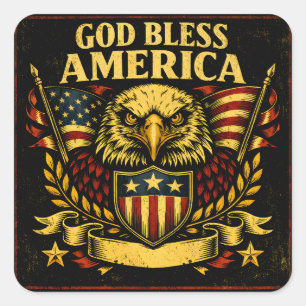 God segne Amerika – Glaube Patriot Stolz Quadratischer Aufkleber