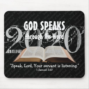 GOD SPEAKS Bible Year 2020 Custom Scripture Black Mousepad
