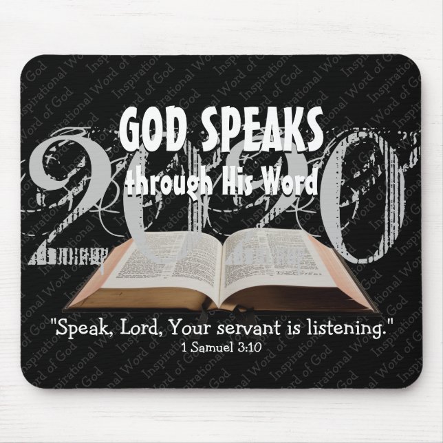 GOD SPEAKS Bible Year 2020 Custom Scripture Black Mousepad (Vorne)