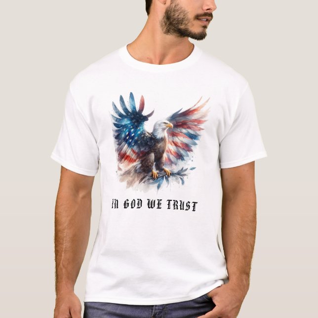 *~* GOD TRUST EagleAP16 American Flag USA Bald T-Shirt (Vorderseite)