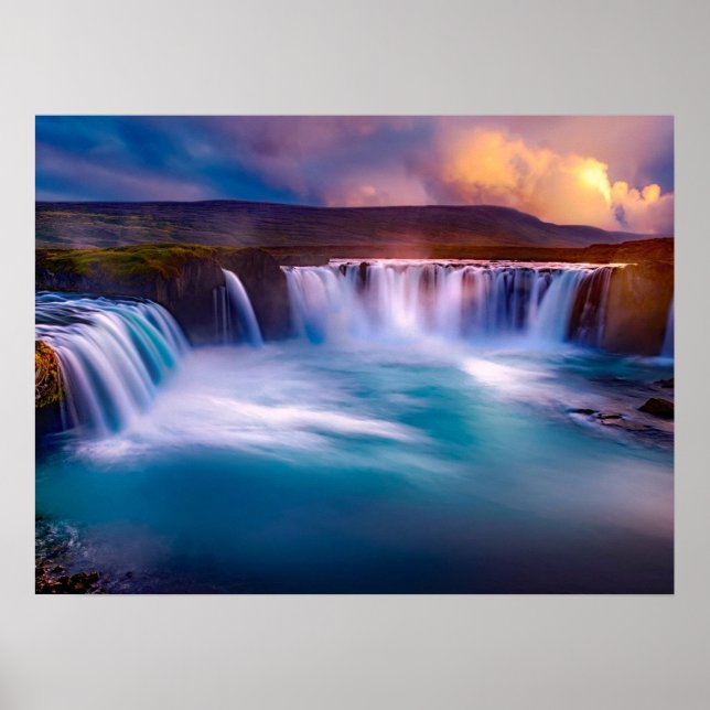 Godafoss, Island Wasserfälle Poster (Vorne)