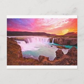 Godafoss, Nordisland, 3 art Postkarte