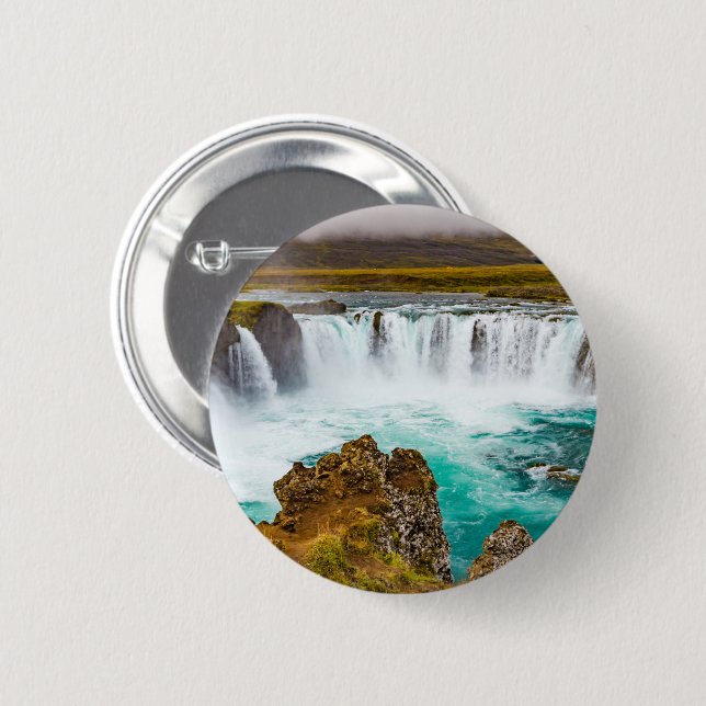 Godafoss Wasserfall, Island Button (Vorne & Hinten)