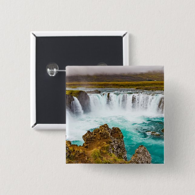 Godafoss Wasserfall, Island Button (Vorne & Hinten)