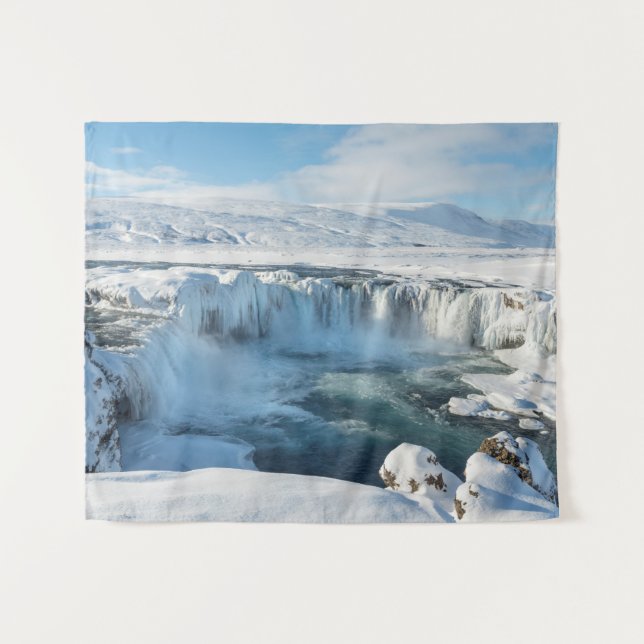 Godafoss Wasserfall Landschaft Wandteppich (Vorderseite (Horizontal))
