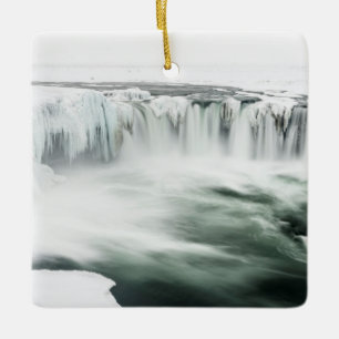 Godafoss Wasserfall, Winter, Island Keramikornament