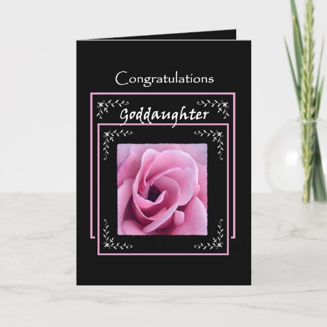 GODAUGHTER Hochzeit Herzlichen Glückwunsch Pink Ro Karte (Vorderseite)