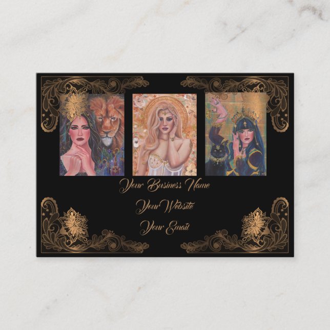 Goddess art black and gold by Renee Lavoie Visitenkarte (Vorderseite)