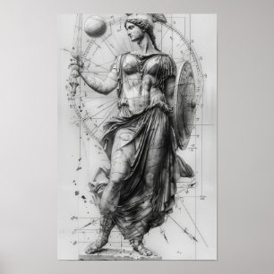 Goddess Athena Art Poster - Mythologische Dekorati