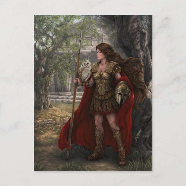 Goddess Athena Postcard von Artist Lindsay Archer Postkarte (Vorderseite)