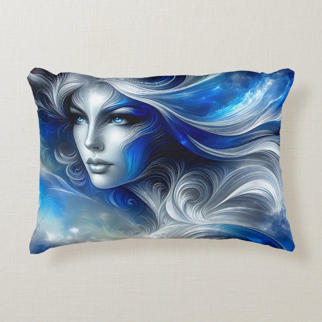 Goddess Celestial White Blue Head Februar - Dekokissen (Vorderseite)