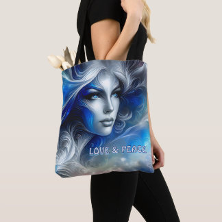 Goddess Celestial White Blue Head Februar - Tasche