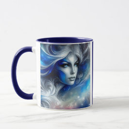 Goddess Celestial White Blue Head Februar - Tasse