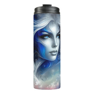 Goddess Celestial White Blue Head Februar - Thermosbecher