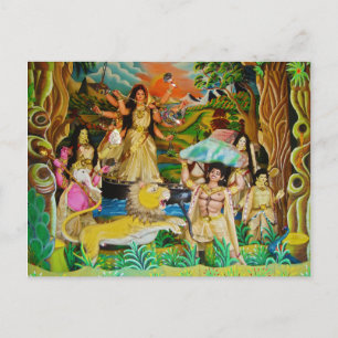 Goddess Durga beim Durga Festival in Burdwan Postkarte