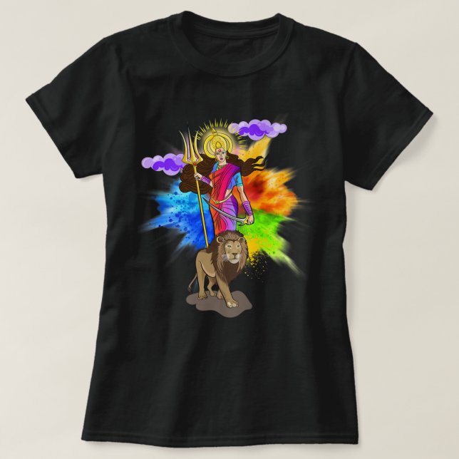 Goddess Durga Bengali Puja Hindu Religion Navratri T-Shirt (Design vorne)
