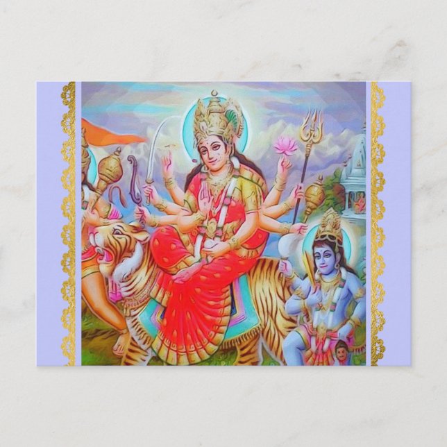 Goddess Durga Ji Painting Postkarte (Vorderseite)