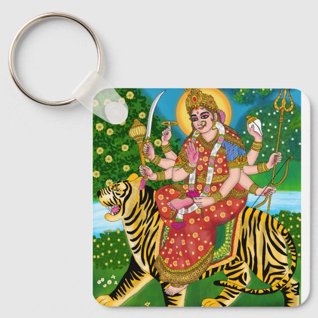 Goddess Durga Round Schlüsselanhänger (Vorderseite)