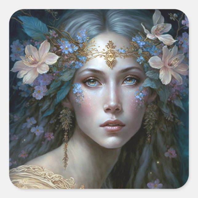 Goddess Fantasy Art Quadratischer Aufkleber (Vorderseite)