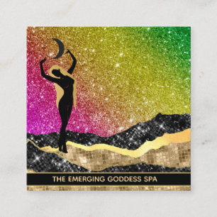 *~* Goddess Frau Ombre Glitzer Cosmic Lunar Quadratische Visitenkarte