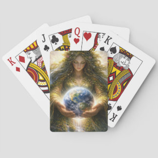 Goddess Gaia Gently Holding Planet Earth Spielkarten