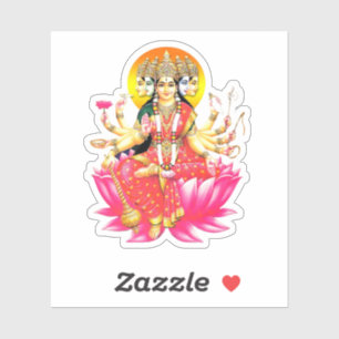 Goddess Gayatri Devi über Lotus Hindu Deity Aufkleber