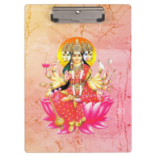 Goddess Gayatri Devi über Lotus Hindu Deity Klemmbrett