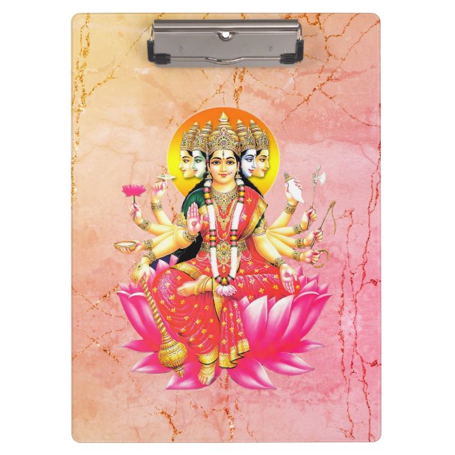 Goddess Gayatri Devi über Lotus Hindu Deity Klemmbrett (Vorderseite)