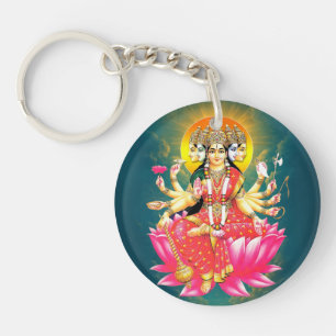 Goddess Gayatri Devi über Lotus Hindu Deity Schlüsselanhänger