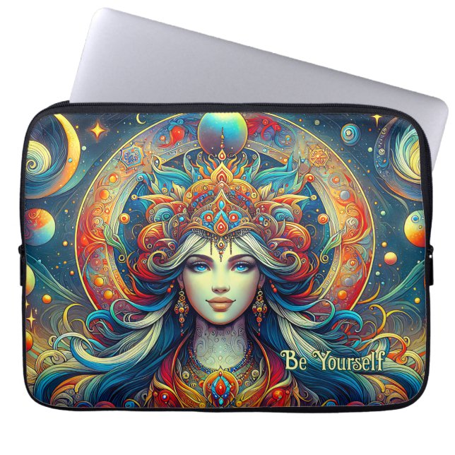 Goddess Head fließend türkis Haar April - Laptopschutzhülle (Vorderseite)